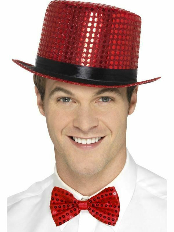 Adults Sequin Top Hat Coloured Show Time Fancy Dress Costume Accessory