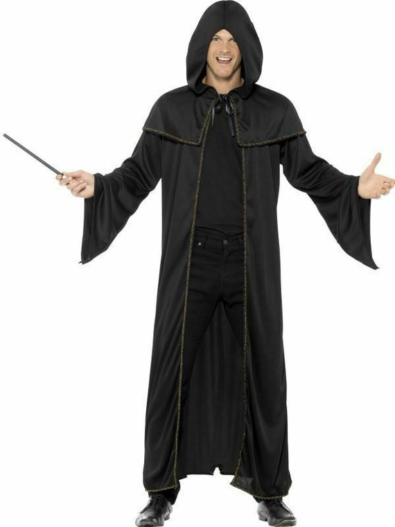 Smiffys Adult Black Wizard Cloak Grim Reaper Fancy Dress Costume One Size