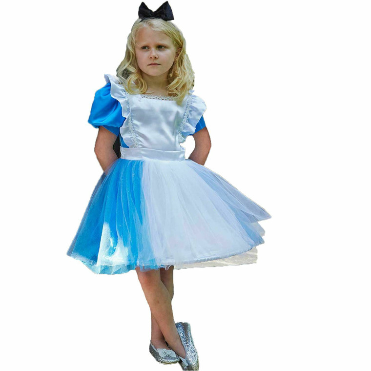 Girls Blue Wonderland Alice Costume & Headband