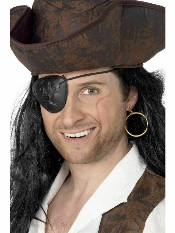 Pirate Eyepatch Earring Set Sparrow Adult Fancy Dress Costume Accessory