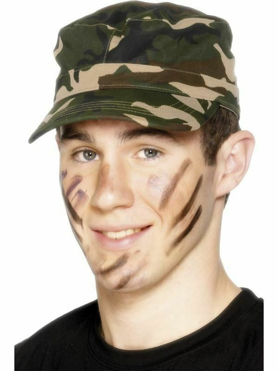 Army Cap Soldiers Camouflage hat Party Mens Fancy Dress Costume Accessory