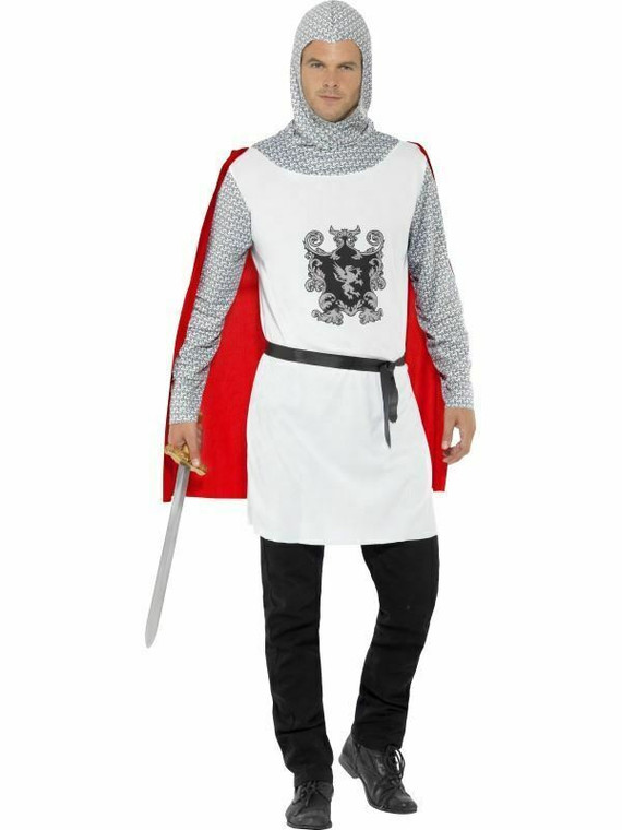 Adult Knight Costume Mens Medieval Crusader Fancy Dress King Arthur Outfit