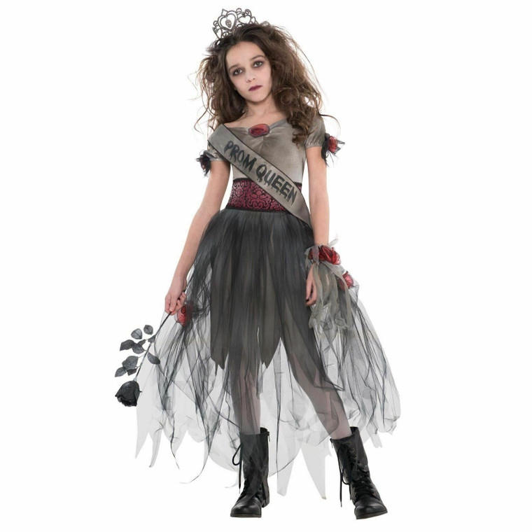 Girls Zombie Prom Queen Ghost Gothic Goth Fancy Dress Book Day Doll Costume