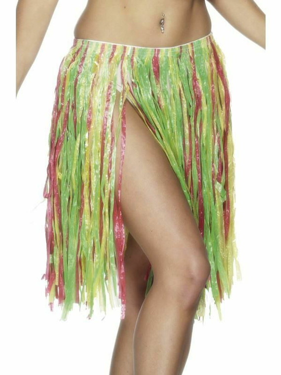 Hula Skirt Hawaiian Beach Party Womens Fancy Dress Multicoloured 56 cm Girl