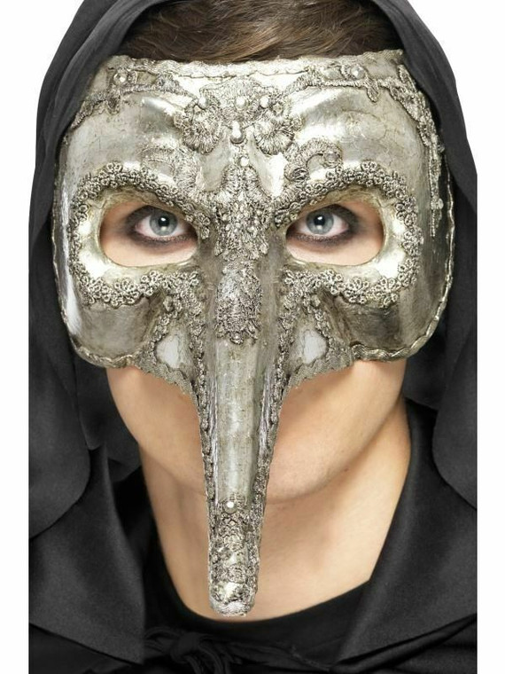 Adult Mens Plague Doctor Mask Halloween Venetian Capitano Fancy Dress Ornate