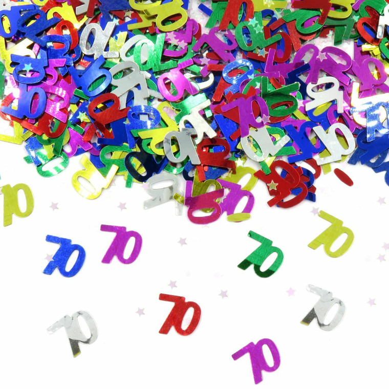 Multi-coloured Party Table Decoration Confetti Sprinkles 70th 70 Birthday Party