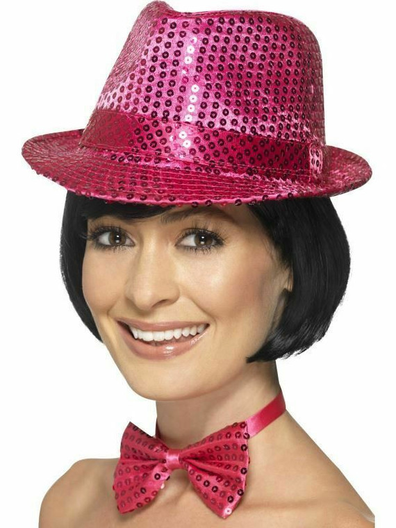 Sequin Trilby Hat Ladies Multicolour Cabaret Fedora 1920S Fancy Dress Accessory