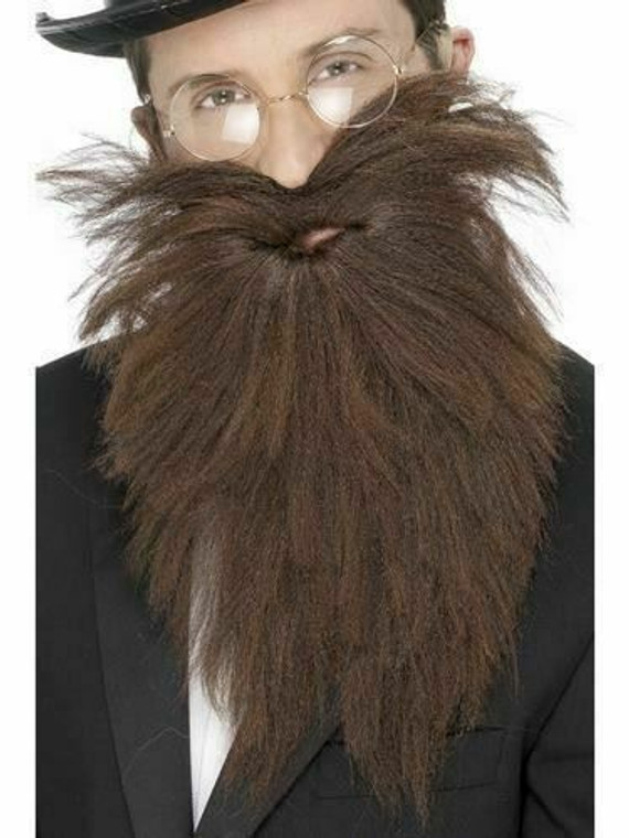 Smiffys Brown Long Beard & Tash Victorian Amish Fancy Dress Accessory One Size