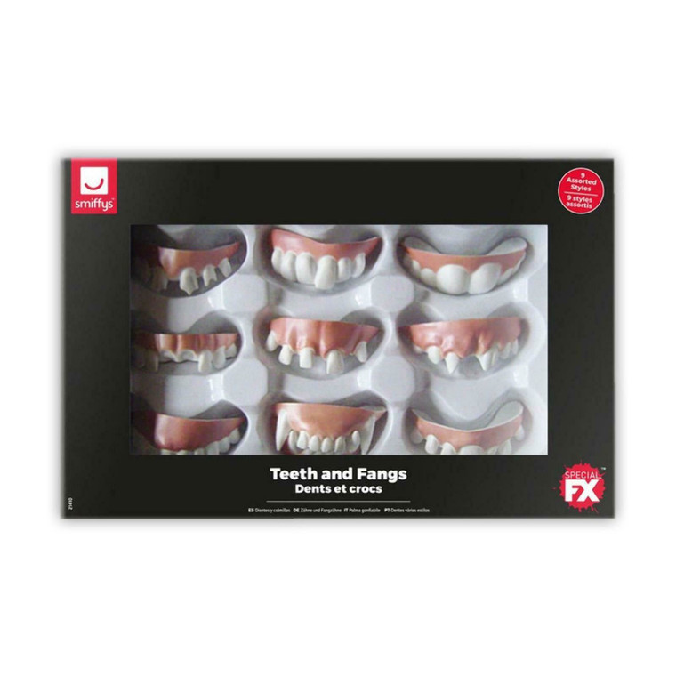 9 x Teeth and Fangs Theatre Character Halloween Hillbilly Vampire Buck Gapped
