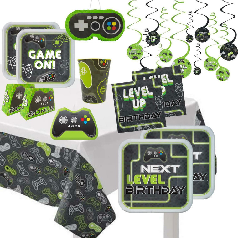 Level Up Gamer Kids Birthday Party Napkins Cups Favours  Decorations Tableware