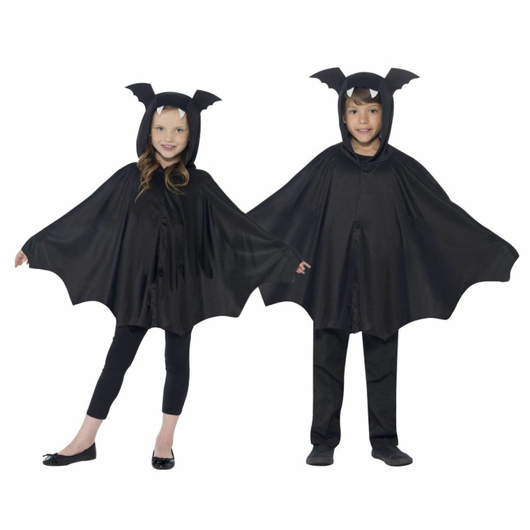 Children's Bat Cape Poncho with Wings and Fangs