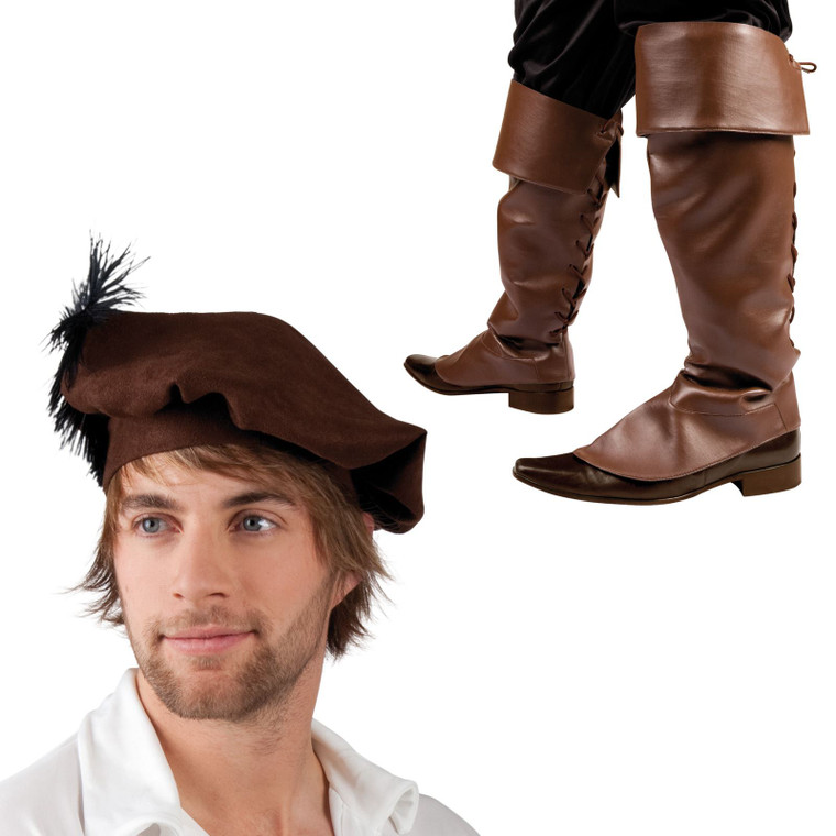 Medieval Berret & Boot Cover Costume Set