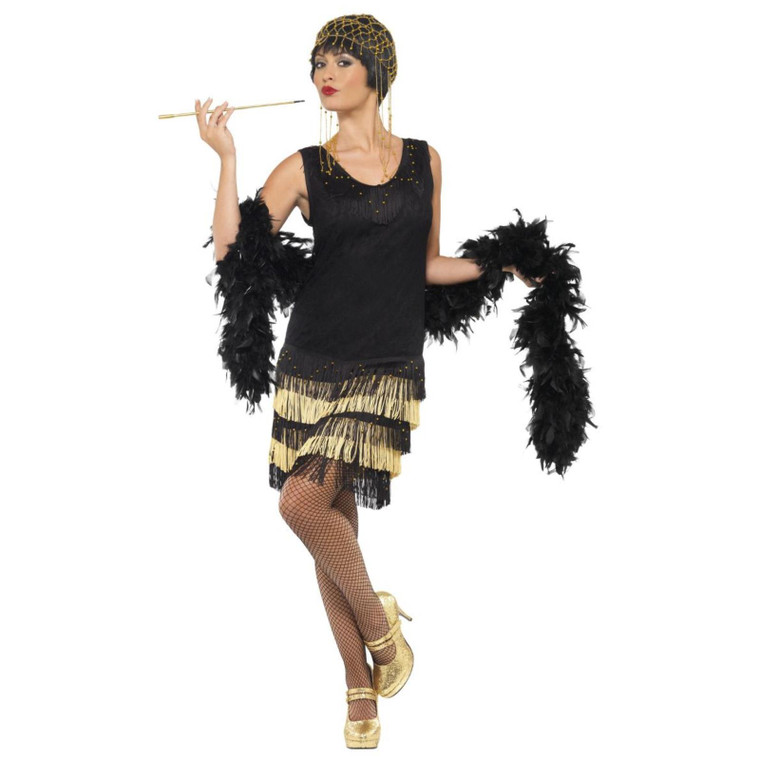 Ladies Beaded Fringed Flapper Costume