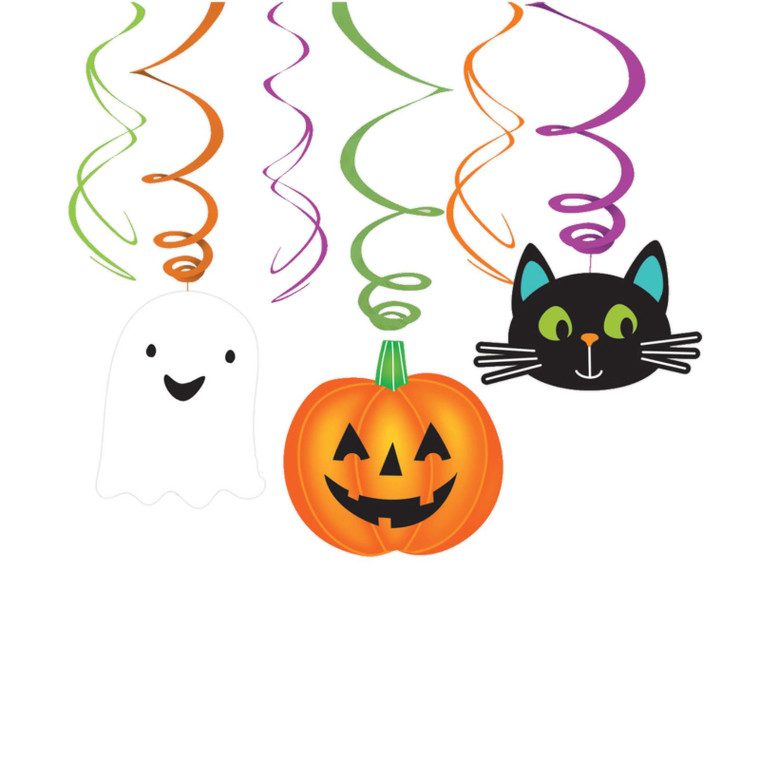Swirl Party Cat Pumpkin Ghost Halloween Decoration