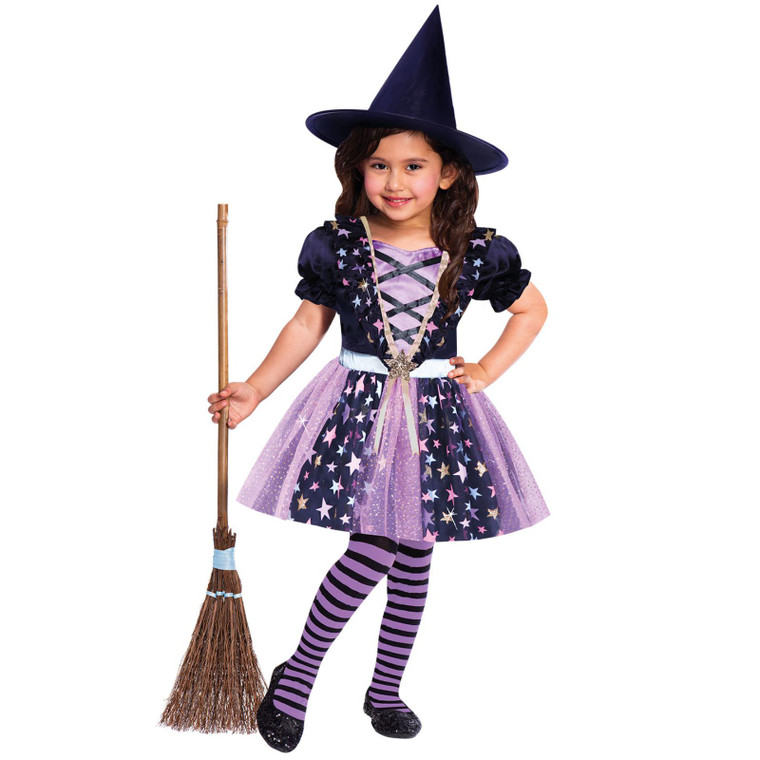 Witch Costume with star print and matching hat 