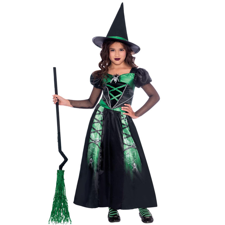 Girls Spider Witch Fancy Dress Costume Spooky Dress Up