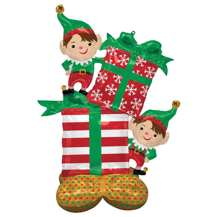 Air Filled Gift And Elf Foil Balloon Christmas Party Decoration