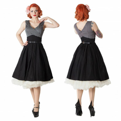 NEW Lindy Bop Valerie Black Neck Swing Dress Rockabilly Vintage Pin Up Girl  Spot