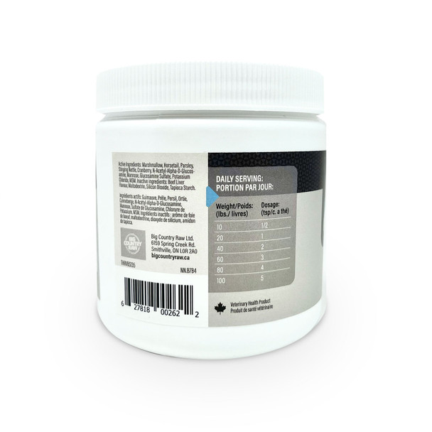 Back of Thrive Bladder Support 135 gram package