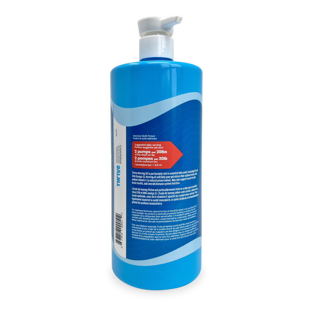 Back of Thrive Herring Oil 1 L bottle