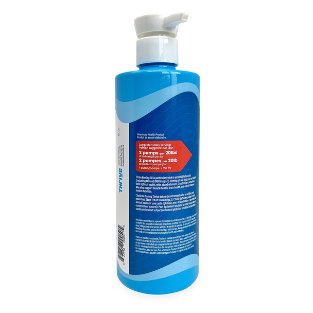 Back of Thrive Herring Oil 500 ml bottle