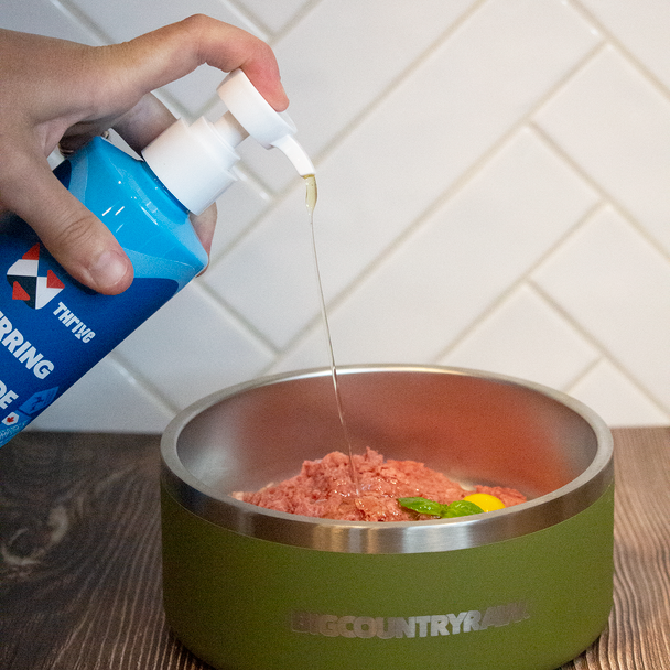 Thrive Herring Oil 500 ml pumped into bowl
