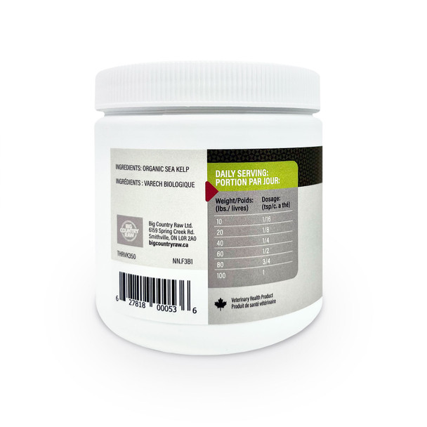 Back of Thrive Sea Kelp 350 gram package