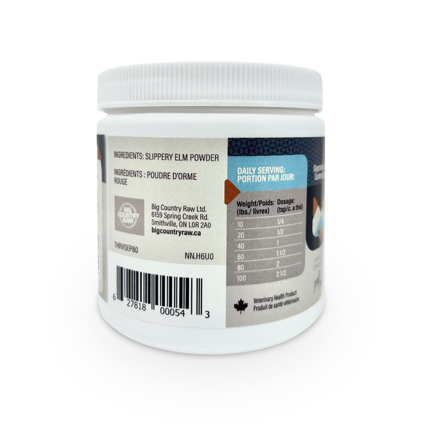 Back of Thrive Slippery Elm 80 gram package