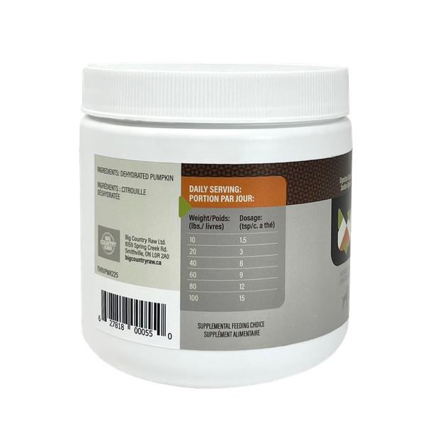 Back of Thrive Dehydrated Pumpkin 225 gram package