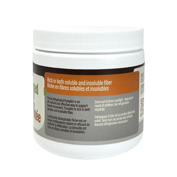 Side of Thrive Dehydrated Pumpkin 225 gram package
