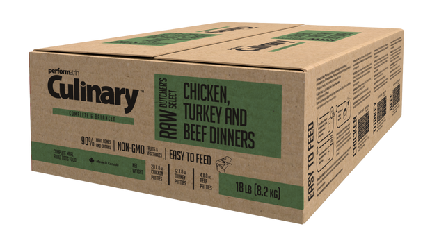 Performatrin Culinary Butcher's Selection Beef, Chicken, Turkey ,18 lb box.