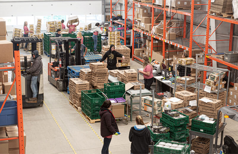 Photo de la zone d'emballage et de l'entrepôt