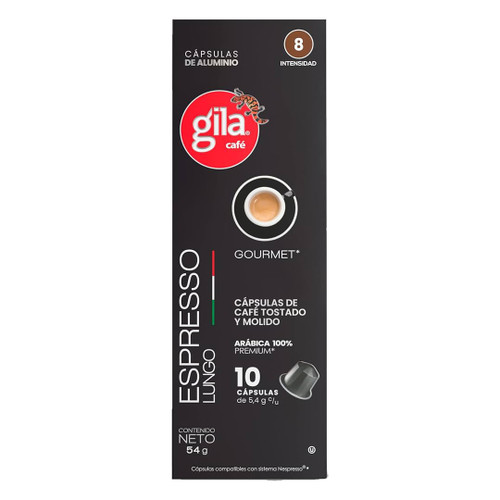 Cápsulas GILA de Café Espresso: disfruta de la intensidad y el sabor auténtico del espresso con las Cápsulas GILA. Diseñadas para brindarte una experiencia cafetera excepcional, estas cápsulas están rellenas con café de alta calidad, cuidadosamente seleccionado y tostado para resaltar su rico perfil de sabor. Cada cápsula te ofrece un espresso cremoso y aromático en cuestión de minutos, perfecto para aquellos momentos en que necesitas un impulso de energía. Compatibles con diversas máquinas de café, las Cápsulas GILA son ideales para quienes buscan la conveniencia de un café de calidad en casa o en la oficina. ¡Simplifica tu rutina y deleita tus sentidos con el verdadero sabor del espresso!