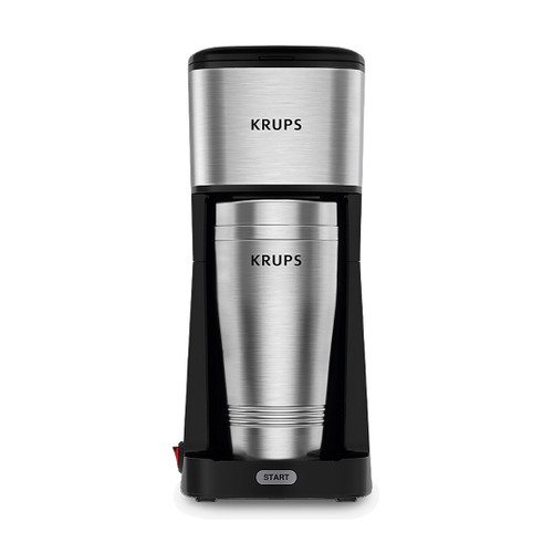 Cafetera Krups To Go ¡Disfruta de un café para llevar simplemente delicioso! Gracias a su termo de acero inoxidable de 420 ml para que puedas llevar tu café a cualquier lado. Cuenta con cubierta doble para evitar quemaduras y un sistema anti-goteo para que nada se derrame.