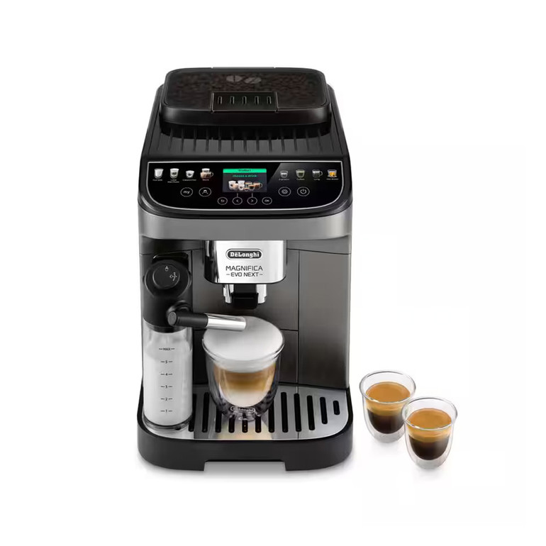 La cafetera Magnifica Evo Next encarna la experiencia, los conocimientos y la tecnología de De'Longhi para ofrecer siempre los mejores resultados en la taza. Satisface todos los gustos de café con una selección de 13 bebidas a través de la interfaz fácil de usar con iconos de colores y pantalla TFT. Personaliza tus bebidas con 5 tamaños, 4 niveles de intensidad y 3 opciones de temperatura, y disfruta de una espuma fina y abundante gracias a la tecnología LatteCrema Hot para todas tus bebidas con leche.