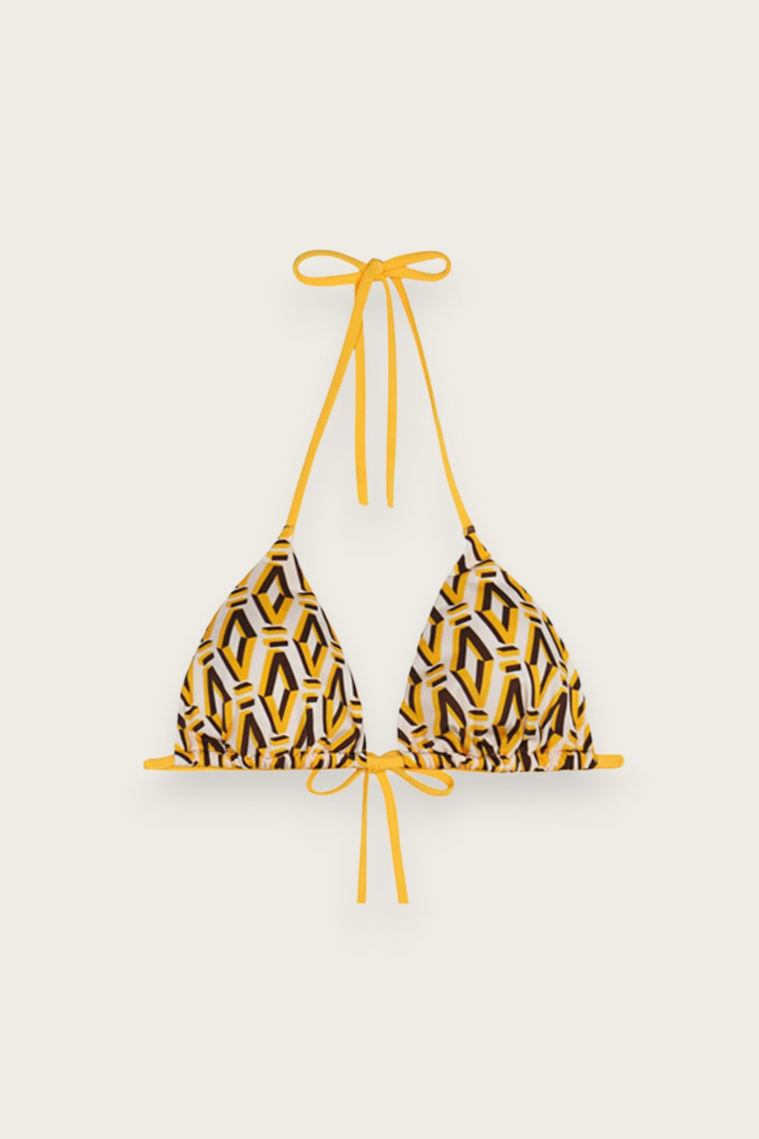 yellow striped bikini top