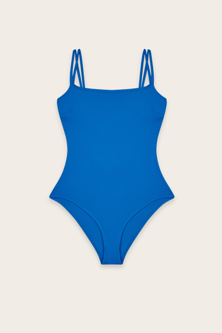 Block Colour Swimsuit - Mid Blue