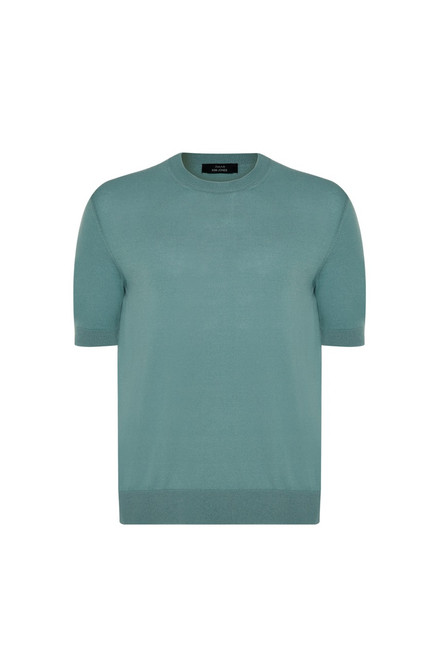Unisex Oversized Knit T-Shirt - Mineral Blue