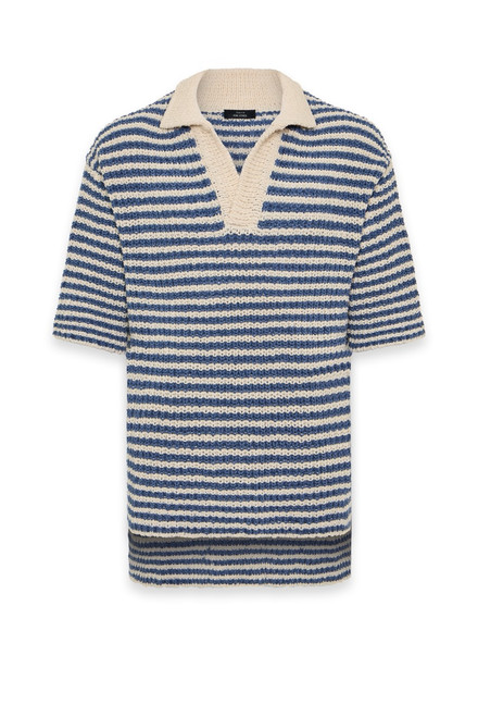 Unisex Knit Polo - Ensign Blue Stripe