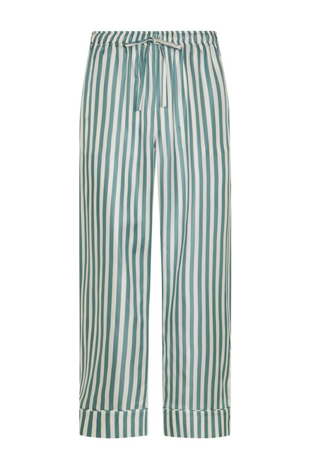 Unisex Silk Pyjama Trouser - Mineral Blue Stripe