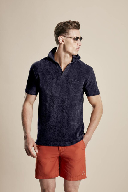 Beach Towelling Polo — Navy
