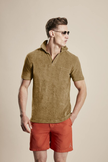 Beach Towelling Polo — Light Brown