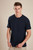 Men's T-Shirt with Bound Collar — Navy