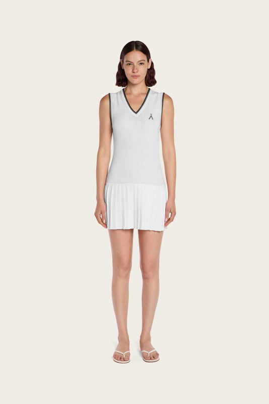 Women's Knitted Tennis Dress in Ecru | Aman Essentials