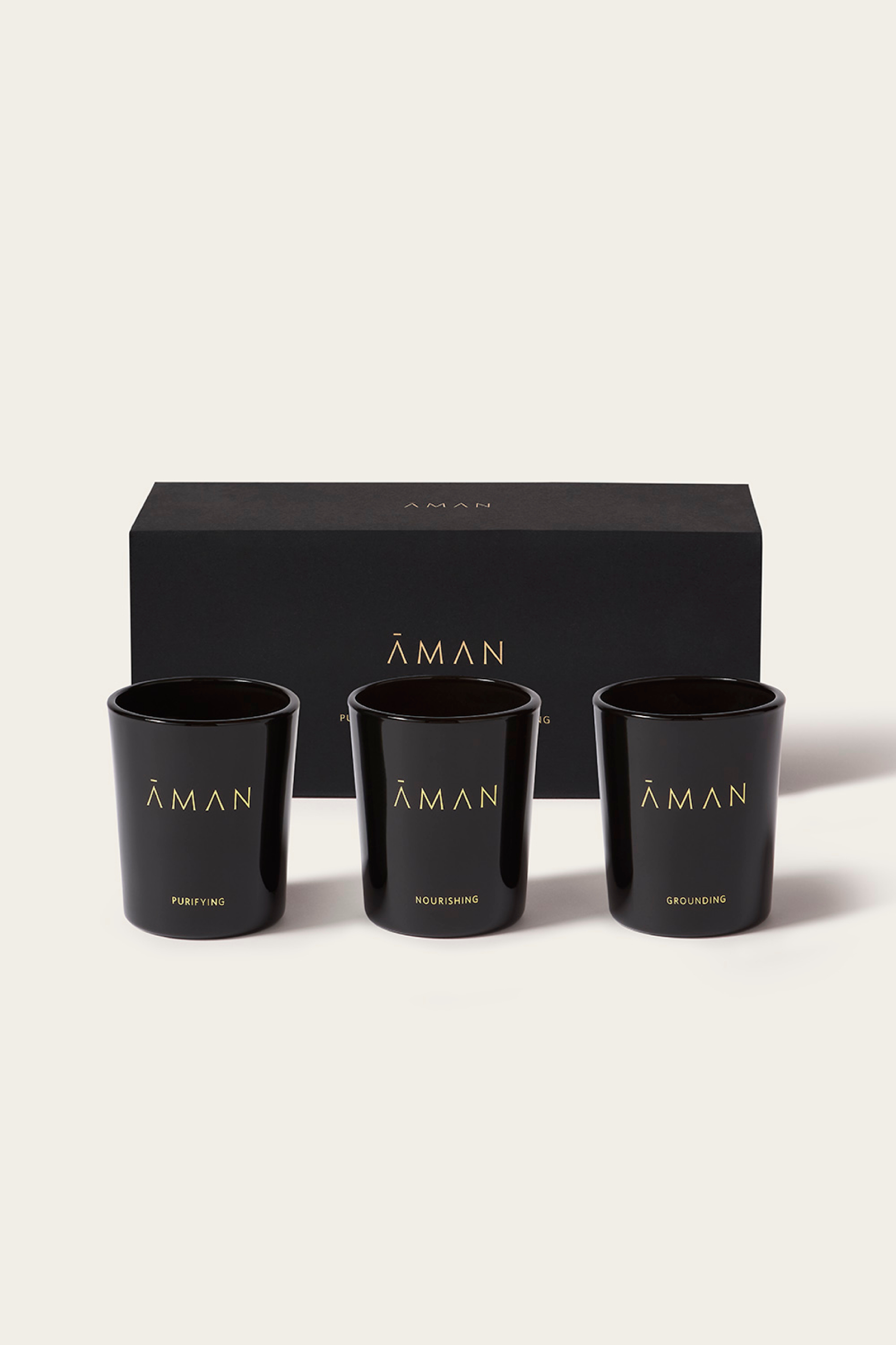 ĀMAN アロマキャンドル Mini Candle Trio 60g - Spa Candle Gift Set - Aman Essentials