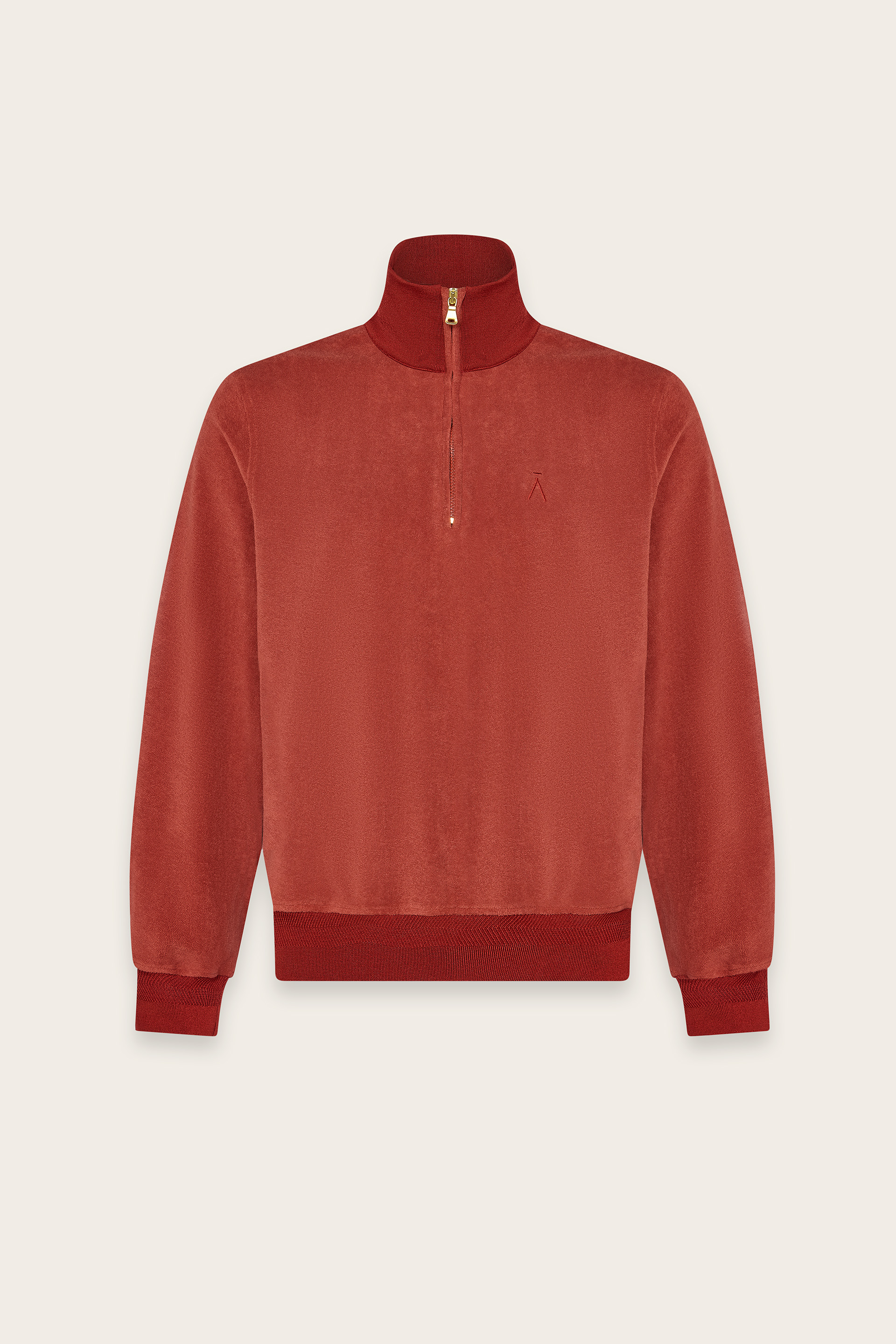 Unisex Terry Half-zip Sweatshirt in Clay | Relaxed Fit Layer