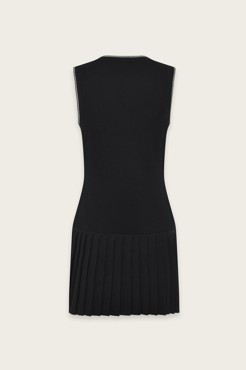 black pleated tennis dress Women's Knitted Tennis Dress in Black