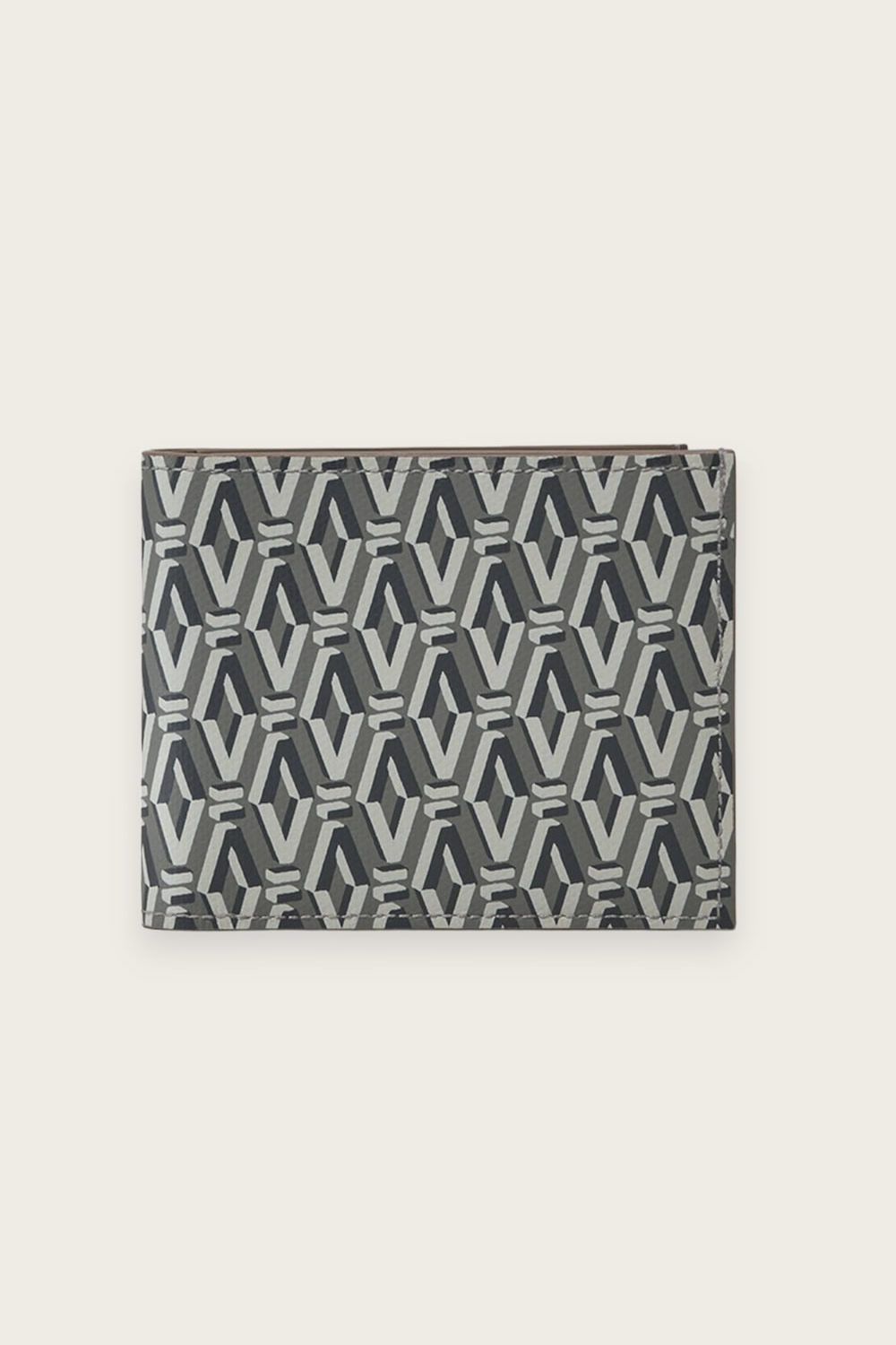 MONOGRAM WALLET CARD CASE in grey