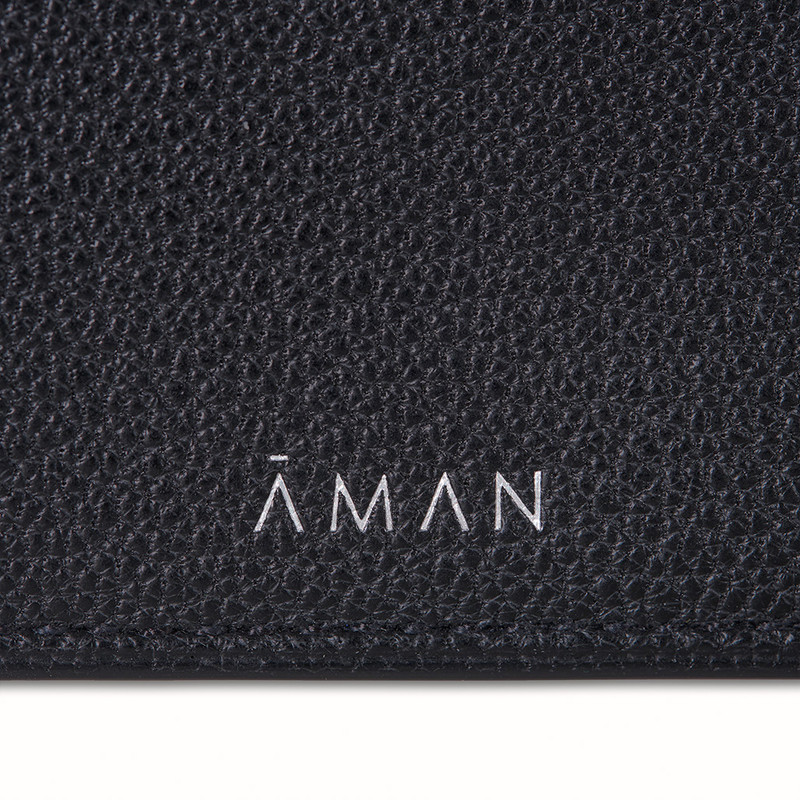 Leather Passport Cover - Black White Sand - Aman Essentials