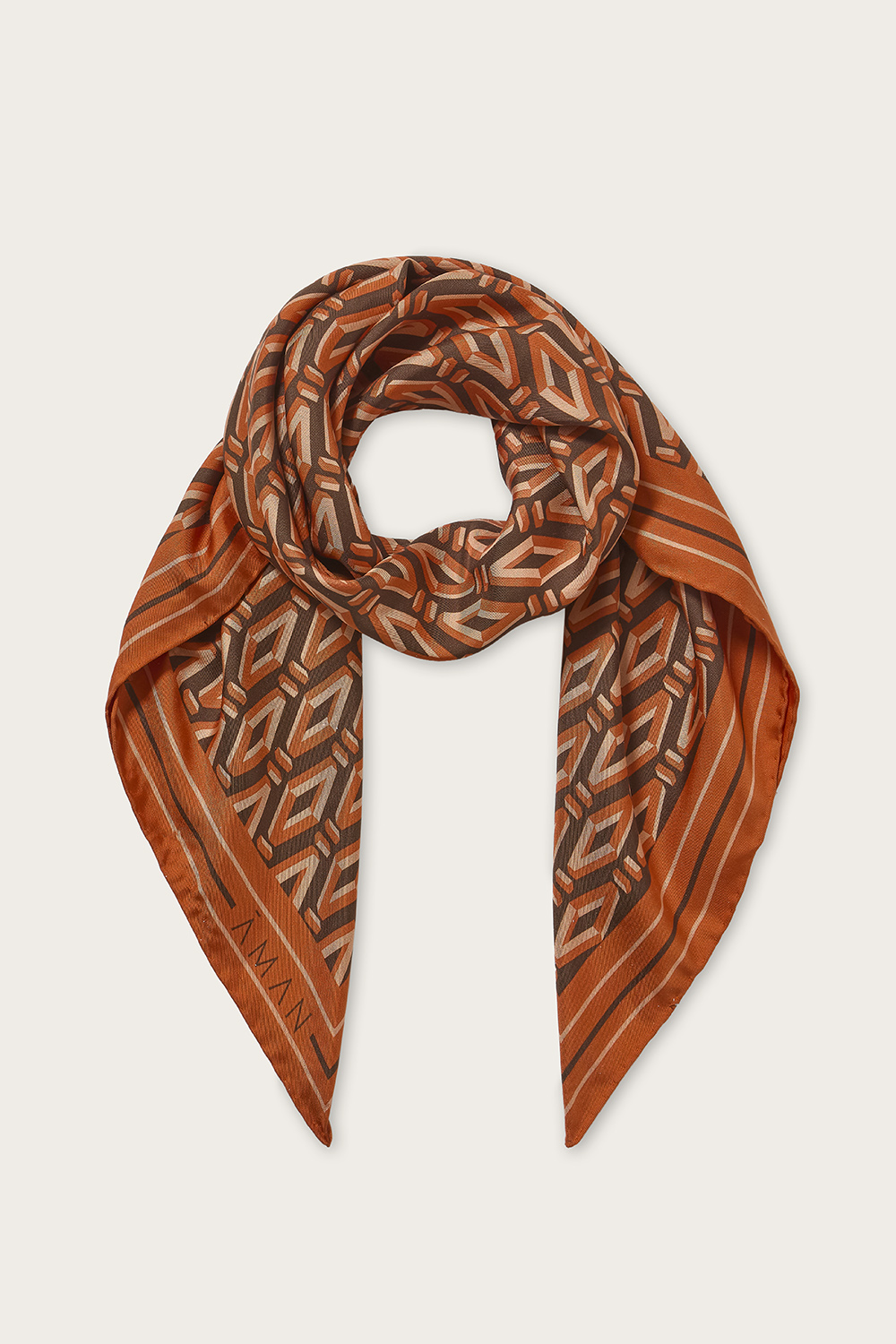 Designer Pure Silk Orange Foulard Scarves Aman Essentials